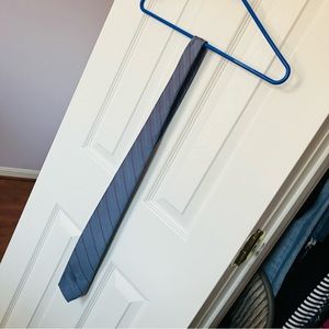 Lanvin Paris Blue Steel Preppy Striped Vintage Tie